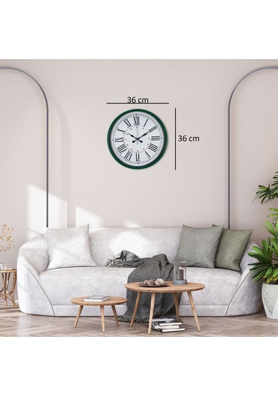 Yeşil 36 Cm Modern Şık Duvar Saati Renkli