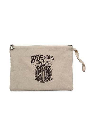 Ride Die Silhouette Krem Clutch Astarlı Cüzdan / El Çantası Krem