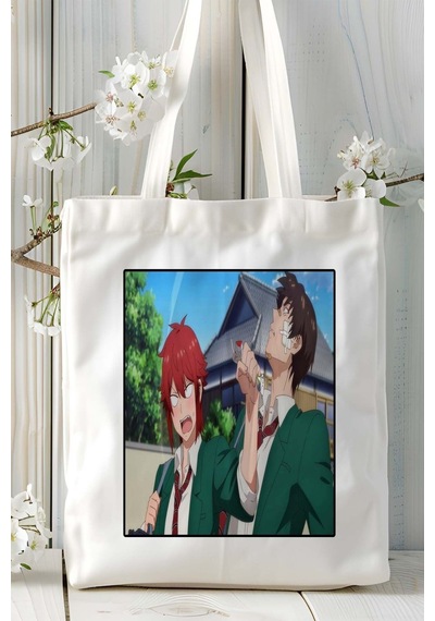 Art Hediye Tomo-chan Wa Onnanoko Baskılı Bez Omuz Çantası Kişiye Özel Model 3 Çok Renkli