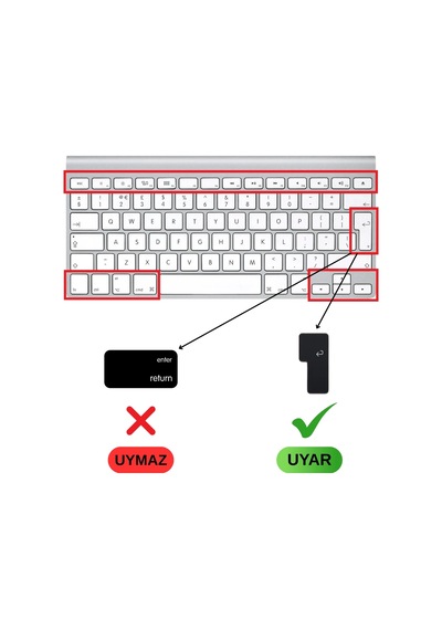 Apple Magic Keyboard A1314 A1242 Türkçe Q Uyumlu Klavye Koruyucu Iso Ters L Enter Silikon Pembe Altın