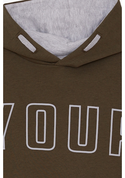 Breeze Erkek Çocuk Yazı Baskılı Sweatshirt 9-16 Yaş, Haki Yeşil Haki