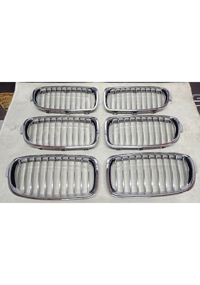 Bmw F30 Panjur Krom Titan Böbrek Izgara Seti 3 Serisi Ön Grill 2012-2017 Uyumlu Gri