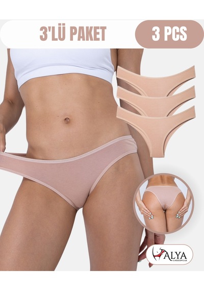 Alya Underwear Kadın Brazilian Külot 3 Adet Beyaz Ten