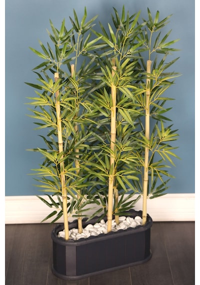 Yapay Çiçek Deposu Dekoratif Saksıda 1. Sınıf Kumaş Yapraklı 5 Çubuklu Bambu Seperatör 20x50x120cm