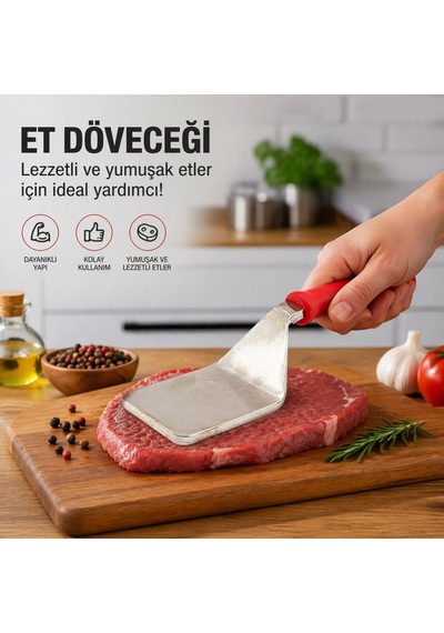 Plastik Saplı - Metal Et Dövecek Çok Renkli