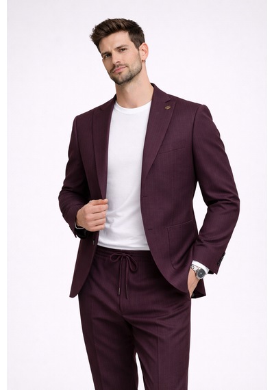 Franko Cardını Bordo Çizgili Casual Takım Elbise Torba Cepli Ceket & İpli Pantolon Modern Slim Fit Bordo Franko Cardını Bordo Çizgili Casual Takım Elbise Torba Cepli Ceket & İpli Pantolon Modern Slim Fit Bordo