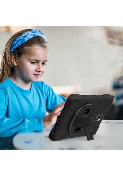 Galaxy Uyumlu  Tab Active 3 T577 Ata Defender Tablet Silikon - Siyah Arka Kapak