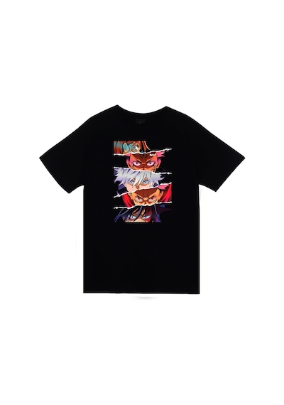 Jujutsu Kaisen Anime Baskılı Unisex %100 Pamuk Siyah T-shirt SIYAH