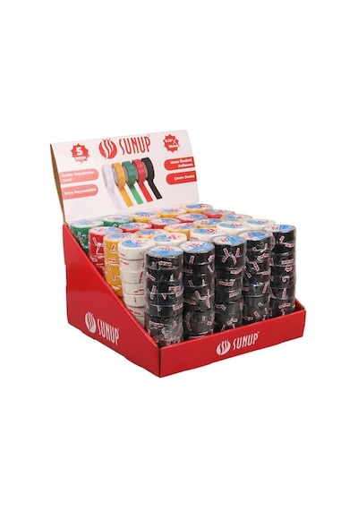Sn-27919 0.13x18mm 5 Renk İzole Elektrikçi Bant 10 Metre 50x5 Li Paket Kırmızı- Sarı - Siyah - Yeşil - Beyaz Belirtilmemiş