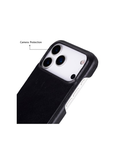 Bloomcase Ultimate Jacket Obsidian Black Apple Uyumlu iPhone 17 Pro Max 6.9" Hakiki Deri Kılıf Siyah
