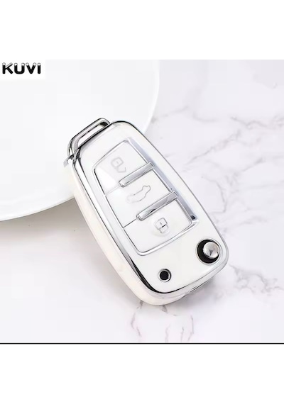 Audi A3 8p 8l Beyaz-silver Anahtar Kılıfı