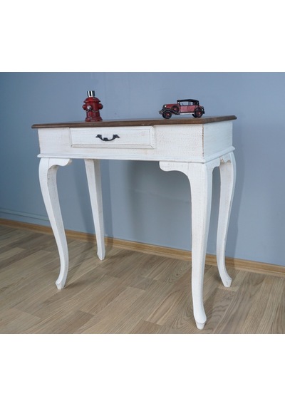Masifart Ceviz Eskitme Tablalı Dresuar Beyaz 80 Cm Eskitme  Patina Ceviz