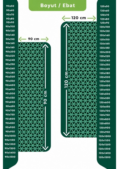Hortumtech Zmat Yıldız Paspas Kaydırmaz Pvc Islak Zemin Duş Havuz Su Tahliyesi 5 Mm - Yeşil 90 X 900 Cm