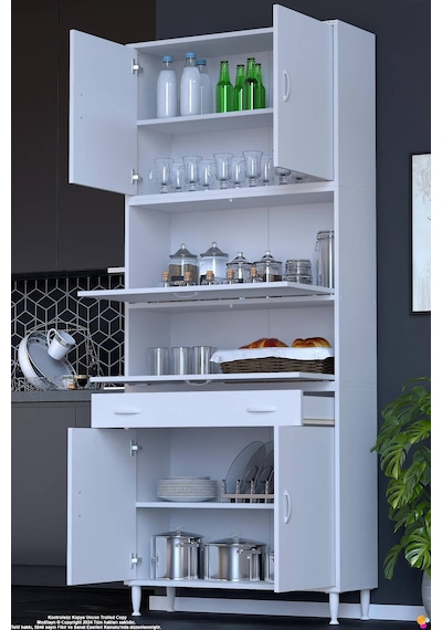 Alp 95 Cm Çekmeceli Erzak Dolabı - Çok Amaçlı Banyo Kiler Mutfak Antre Depolama Dolabı 95x226x32 Cm Beyaz Alp 95 Cm Çekmeceli Erzak Dolabı - Çok Amaçlı Banyo Kiler Mutfak Antre Depolama Dolabı 95x226x32 Cm Beyaz