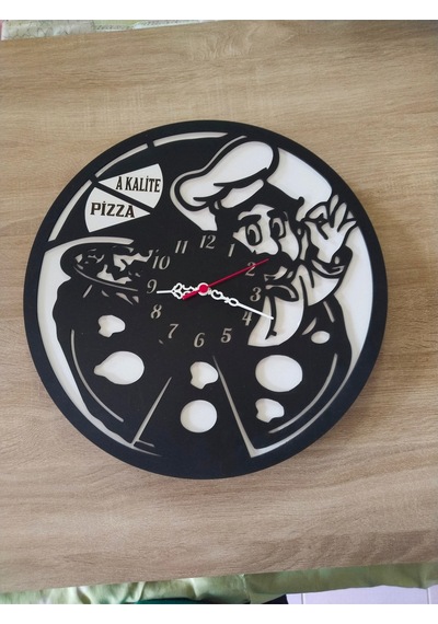 Pizza Firmaları İçin Tasarlanmış Duvar Saati Kişiye Özel Siyah