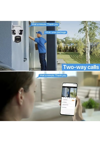 12mp 3k 4 Lensli Wifi Ptz Kamera 8x Zoom 360 Görüş Ip66 Gece Görüş Akıllı Güvenlik Kamera