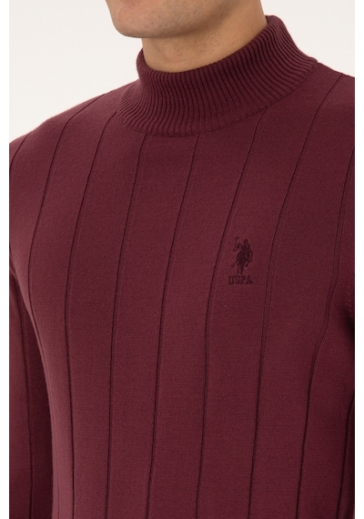 U.S. Polo Assn. Erkek Slim Fit Boğazlı Yaka Bordo Kazak 50315019-VR177