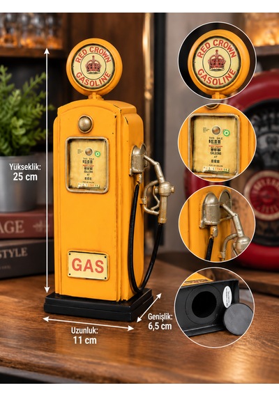 Mnk Home Dekoratif Metal Yakıt Pompası Kumbara Vintage Retro Eskitme Tasarım Renk