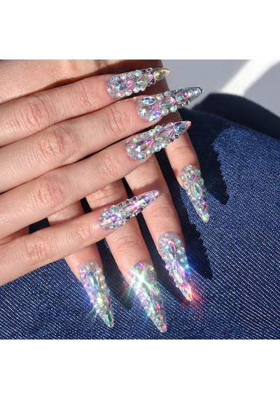 Takma Tırnak Nail Art Extra Uzun 10'lu Tekrar Kullanılabilir El Yapımı Protez Takma Tırnak Keee1658 S