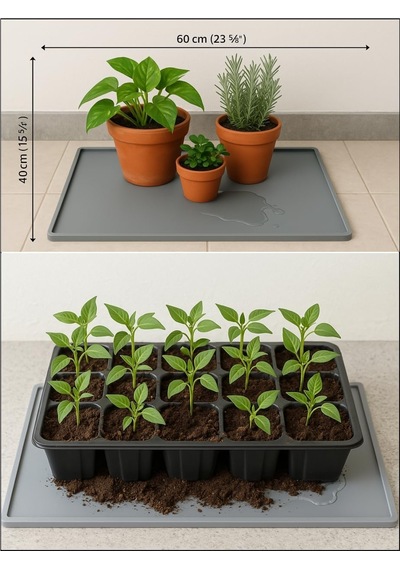 Tr Silikon Saksı Altlığı Ve Viyol Tepsisi 60x40 Cm - Su Geçirmez Bitki Koruyucu Mat, Fide Yetiştirme Ve Çiçek Diğer