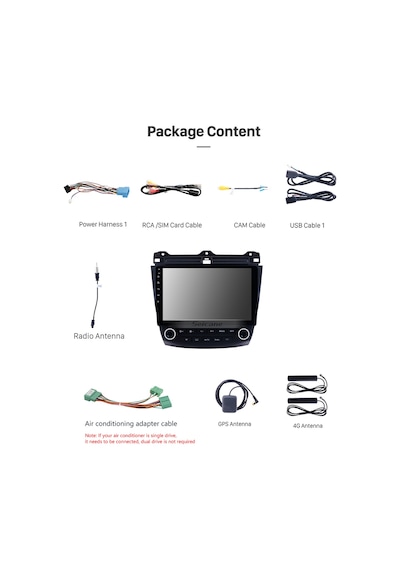 Honda Accord 2004+ Multimedya Navigasyon Usb Kamera Carplayer 4 Ram