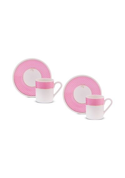 Aryıldız Nila 4 Parça 2 Kişilik Kahve Fincan Takımı Pembe 90 Ml Çok Renkli