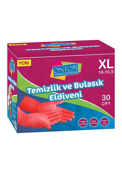 Onton Bulaşık Ve Temizlik Eldiveni 30 Çift Xl 10-10,5 Lateks