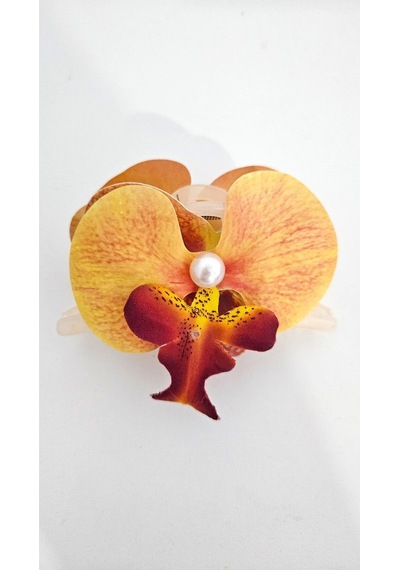 Orkide Çiçeği İncili Mandal Toka 10 Cm Çift Taraflı 1 Adet Çok Renkli 88460386