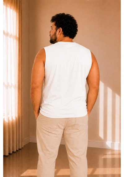 Sngl Tekstil Erkek Oversize Sıfır Kollu T-shirt S-m-l-xl-2xl Beyaz