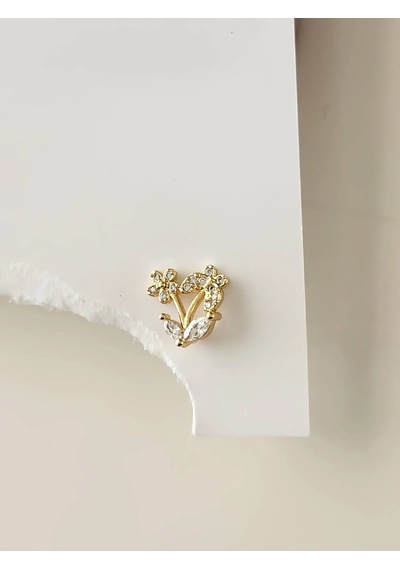 Kelebek Çiçek Yıldız Model Kıkırdak Piercing Tragus Helix Altın Gold Renk Küpe Gold