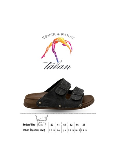 Sermoda Erkek Terlik - Çift Toka Ayarlanabilir Esnek Taban Deri Erkek Terlik C Füme