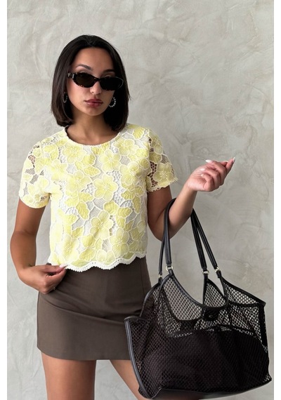 Verymoda Dantel Bluz D2768 Sari