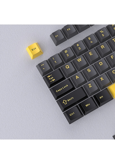 Gri Ve Sarı Mekanik Klavye Tuş Başlıkları Keycaps, Pbt Küçük Komple Set, Çift Renkli