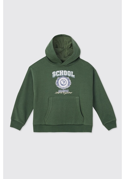 Panço Kız Çocuk Kapüşonlu Yeşil Sweatshirt