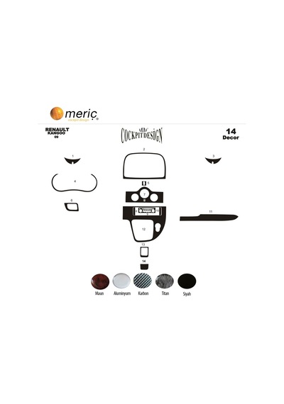 Meriç® Renault Kangoo Ön Torpido Kaplama Dijital 14 Prç 09-16 (530157178)