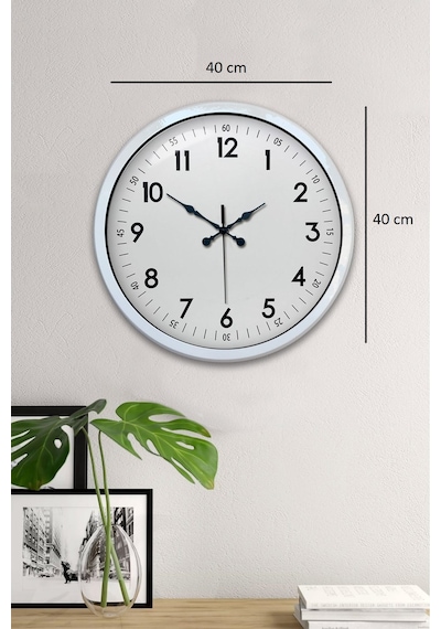 40 Cm Metal Beyaz Klasik Duvar Saati Beyaz