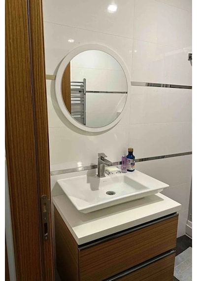 45 Cm Çap Banyo & Makyaj Aynası Yuvarlak Antre Hol Koridor Duvar Salon Mutfak Ofis Dekoratif Ayna - Beyaz Beyaz