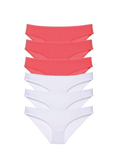 6 Adet Eko Set Likralı Kadın Slip Külot Fuşya Beyaz