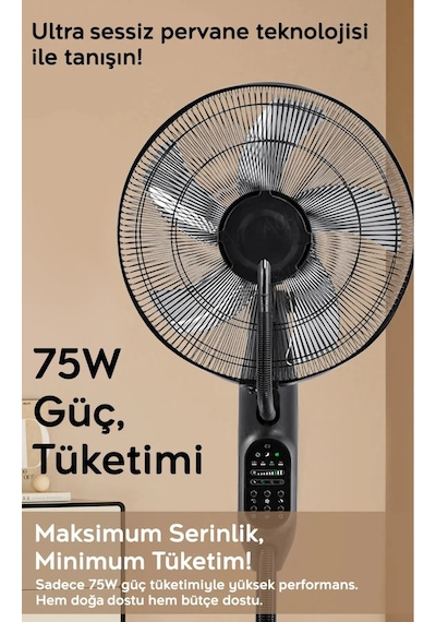 Buzlu Vantilatör Buharlı Nemlendirici Fan Zaman Ayarlı 2.8 Litre 75 Oda Soğutucu Dijital