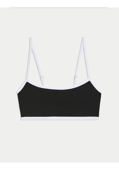 Marks & Spencer Kontrast Trim Yuvarlak Yaka Bikini Üstü Siyah Mix