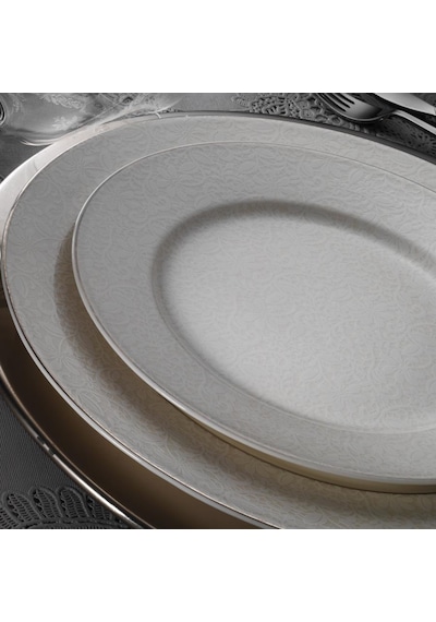 Kütahya Porselen Bone Kalipso 62 Parça 10771 Platin Desenli Yemek