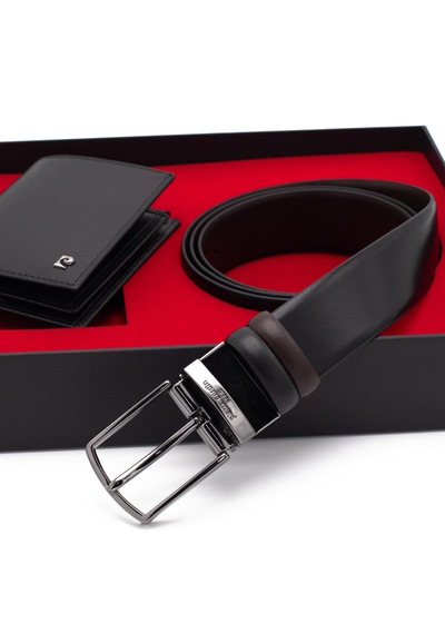 Pierre Cardin Çift Yönlü Deri Kemer & Cüzdan İkili Set Pccift01sk-1335a2c Siyah
