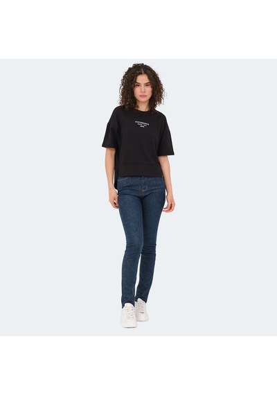 Slazenger VILLAGE Kadın Oversıze Siyah Tişört