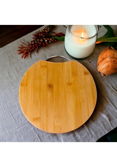 Deconox Bambu Kesim Sunum Tahtası Yuvarlak 28 28 1,5 Cm, Asma Aparatlı Kesme Tahtası, Ahşap Kesme Tahtası Diğer