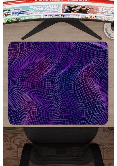 Vaporwave Grid Kaymaz Dikişli Kauçuk Oyuncu Mousepad V3 - 48x40 Xl Gaming Mouse Pad Fare Altlığı