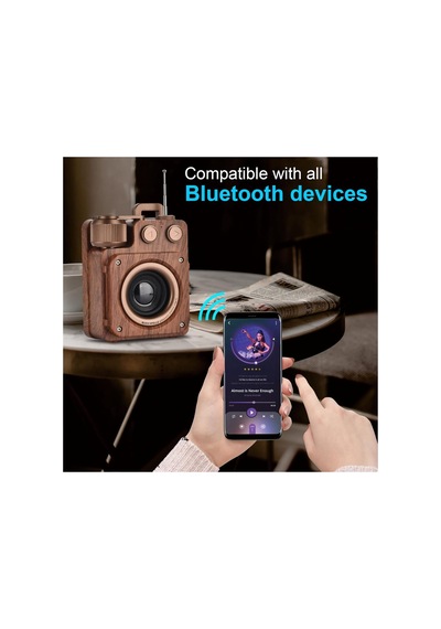 Nostaljik Tasarım Bluetooth Hoparlörlü Şarjlı Radyo Sd Kart Girişli 4 Bantlı Taşınabilir Nostalji