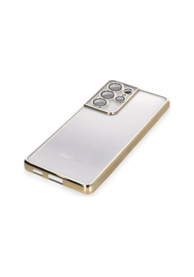 Tedar Samsung Galaxy Uyumlu S21 Ultra Kılıf Razer Lensli Silikon - Gold Najmaddin standart