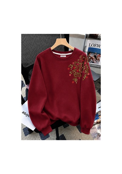 Esade Kadın Dal Çiçek Kırmızı Kol Baskılı Rahat Kalıp Bisiklet Yaka Bordo Sweatshirt Bordo Esade Kadın Dal Çiçek Kırmızı Kol Baskılı Rahat Kalıp Bisiklet Yaka Bordo Sweatshirt Bordo