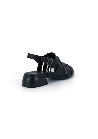 Mammamia D26ys-5100 Kadın Hakiki Deri Kısa Kalın 4 Cm Topuklu Sandalet Siyah