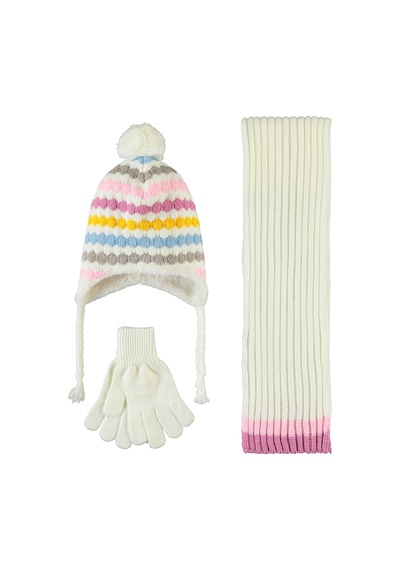 Civil Girls Kız Çocuk Atkı Bere Eldiven Set 2-5 Yaş Ekru 24243100624w1-2